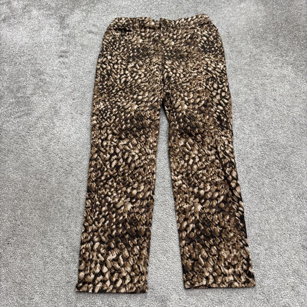 Coldwater Creek Vintage Leopard Straight Cut Jeans Womens 4P Brown Animal Print